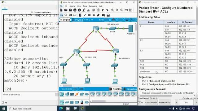 5.1.8 Packet Tracer - Configure Numbered Standard IPv4 ACLs смотреть онлайн