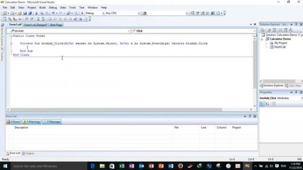 How to create calculator in Visual Studio 2008