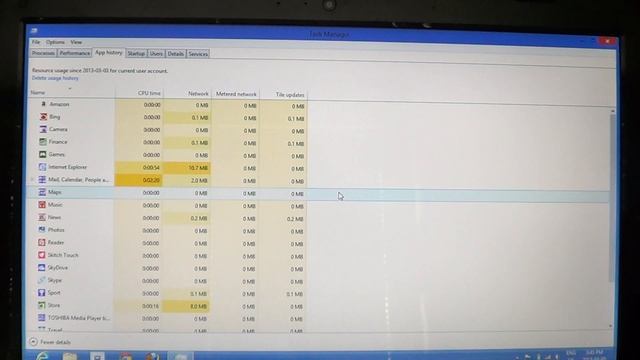 Windows 8 - Task Manager - App history tab смотреть онлайн