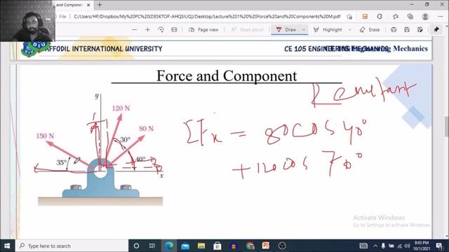 #CE 105- Engineering Mechanics: Force & Components II Lecture-01 M смотреть онлайн