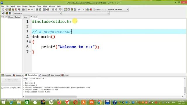 Welcome Message in C language | First Program of C Language смотреть онлайн