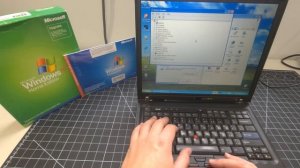 IBM ThinkPad T42 from 2002 running Windows XP Professional!
