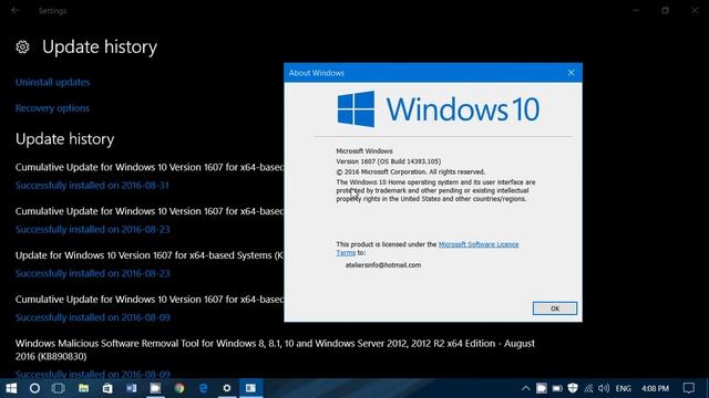 Windows 10 New Cumulative update for Windows 10 August 31st 2016 Many fixes in this update смотреть онлайн