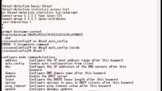 Cisco ASA ver. 6, 7, and 8.2: Setup DHCP смотреть онлайн