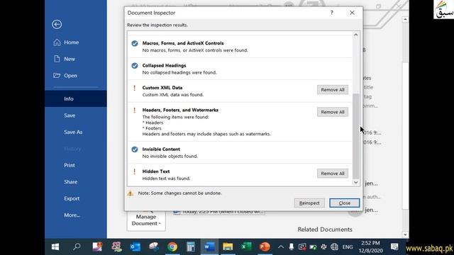 Inspect document issues in MS Word, Computer Science Lecture | Sabaq.pk смотреть онлайн