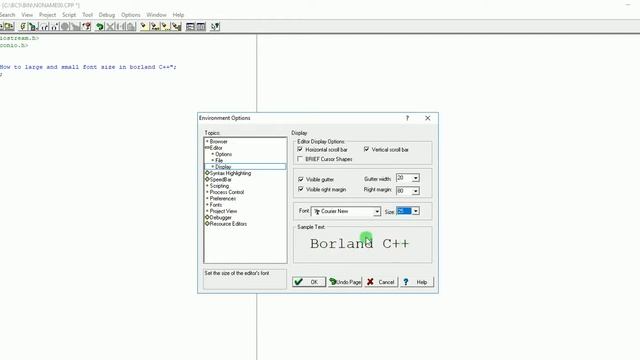 How to Change font size in Borland C++5.02. смотреть онлайн