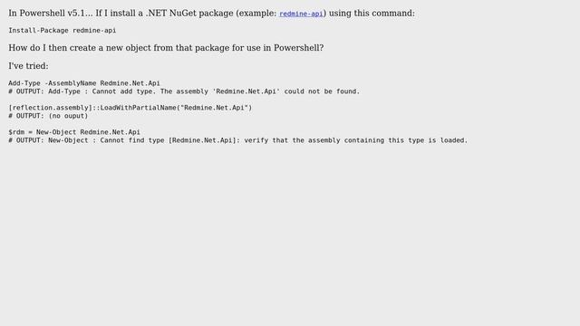 Load a nuget package installed by Install-Package in Powershell v5.0+ смотреть онлайн