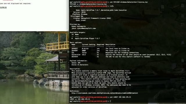 CVE-2010-1818 : Metasploit _Marshaled_pUnk QuickTime Remote Code Execution смотреть онлайн