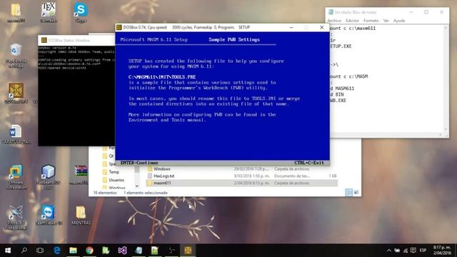 Instalación de DOSBOX Y MASM en WINDOWS 10 64bits\EJEMPLO HOLA MUNDO смотреть онлайн