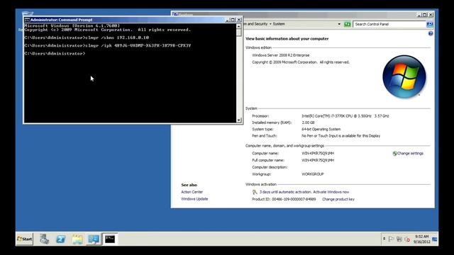 Activating Windows Server 2008 R2 Enterprise with a KMS server смотреть онлайн