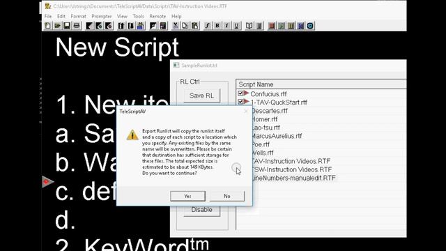 TeleScript AV Advanced Tutorial 4 - Exporting and importing files and runlists смотреть онлайн