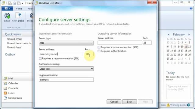 Netsync - Setup Windows Live Mail 2011 (POP3) смотреть онлайн