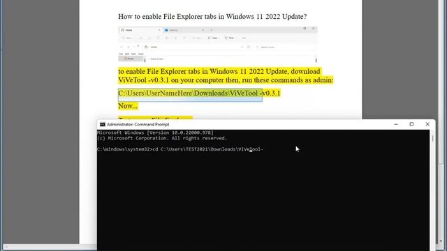 Enable File Explorer tabs in Windows 11 2022 Update via ViVeTool смотреть онлайн