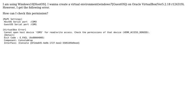 Virtualbox and Serial Port permissions for Windows10 смотреть онлайн