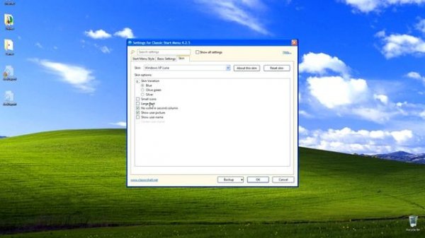 Using Classic Shell to Enhance Windows XP Luna Theme for Windows 7, 8, and 10