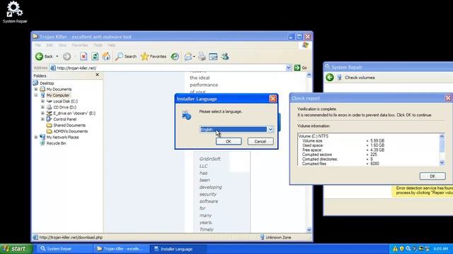 System Repair virus removal video смотреть онлайн