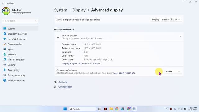 Screen Refresh Rate Setting 60Hz | 90Hz | 120Hz | 144Hz in Windows 11 смотреть онлайн