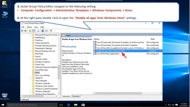 How to: Disable Windows Store App in Windows 10. смотреть онлайн