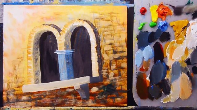 Flowers in Bricks Window simple Acrylic Painting Tutorial for Beginners смотреть онлайн