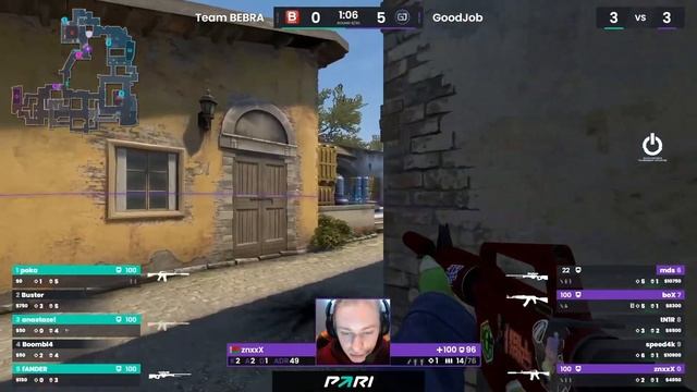 МАТЧ НА ВЫЛЕТ! BEBRA vs GOODJOB | PARI Patriki Vibe LAN 2022 | (CS:GO) смотреть онлайн