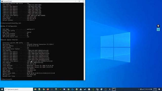 [025] Using the ipconfig command in the Windows 10 Command Prompt смотреть онлайн