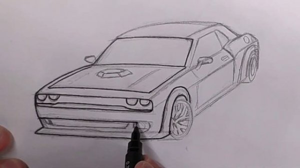 how to draw a dodge challenger | drawing dodge challenger😈