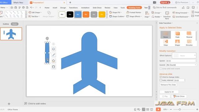 WPS office Presentation 2019 - How to draw Flight icon for beginners - WPS Presentation drawing смотреть онлайн