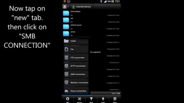 Transfer files wirelessly between android and Windows PC using solid explorer (SMB Connection).