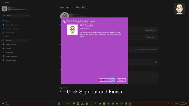 Sign out Microsoft Account in Windows 11 смотреть онлайн