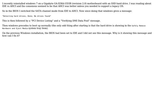 Windows 7, Detecting hard drives; Done; No drives found? смотреть онлайн