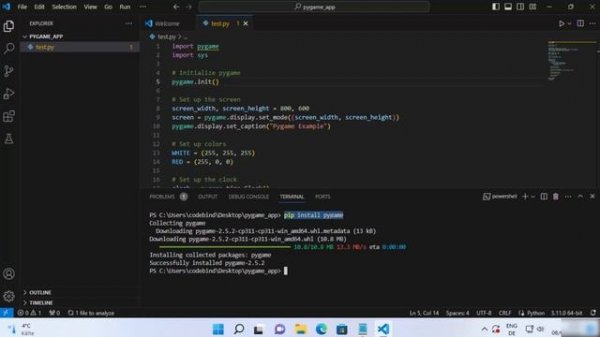 How to Install and Setup PyGame with Visual Studio Code  | PyGame in VSCode (2024)