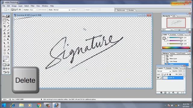 How to remove background from a scanned signature using Photoshop ? смотреть онлайн