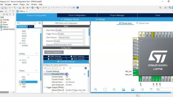 32. STM32CubeIDE RGB LED. Multi channel ADC with STM32F103C8T6