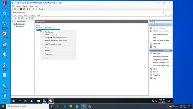 DFS create new folder in DFS namespace on windows server 2019 part 2 смотреть онлайн