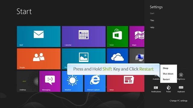 Windows 8 - Access to Uefi Firmware Settings - From Power Menu смотреть онлайн