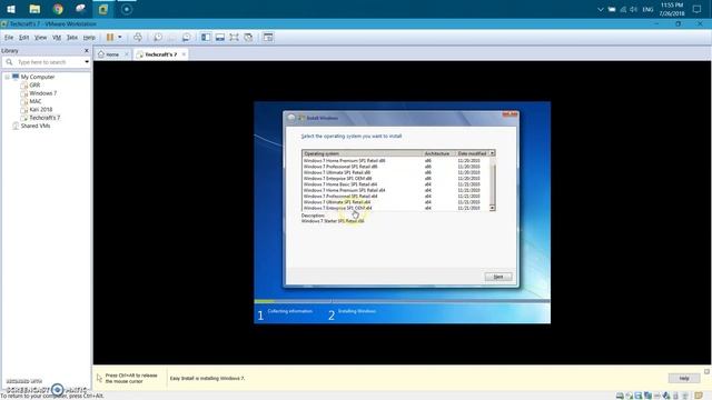 Installing Windows 7 in VMWare смотреть онлайн