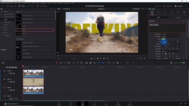 How to put TEXT behind moving objects in DaVinci Resolve 18? смотреть онлайн