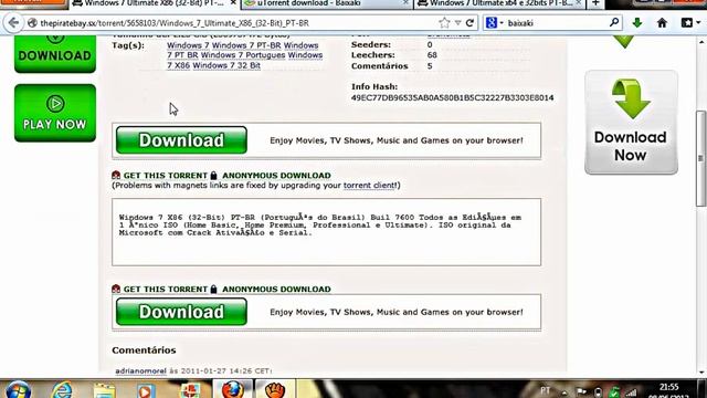 TUTORIAL COMO BAIXAR O WINDOWS 7 Ultimate 32 e 64 Bits. смотреть онлайн