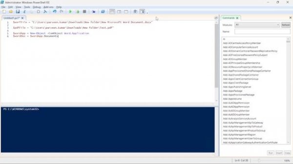 PowerShell Script to Save Word File as PDF