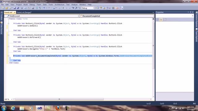 Beginner Web Browser Tutorial - Visual Basic 2010 смотреть онлайн