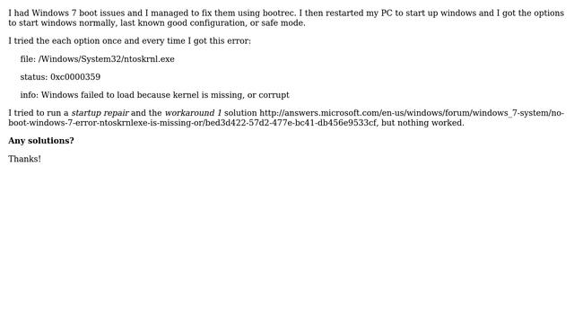 Windows 7 Kernel Is Missing, or Corrupt смотреть онлайн