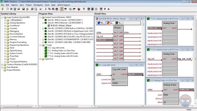 Crestron SIMPL WIndows LOG WITH LIMITS Symbol Tutorial смотреть онлайн