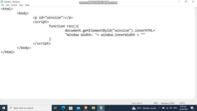 How to show the size of web browser in real time using JavaScript? смотреть онлайн
