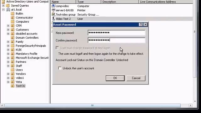 Reset password in Active Directory Users and Computers in Windows смотреть онлайн