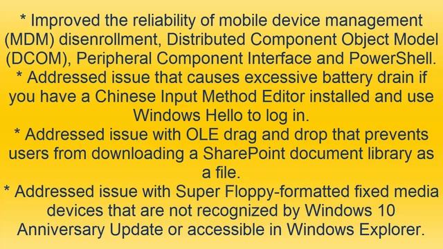 Cumulative Update for Windows 10 Version 1607 for x64 based Systems (KB3201845) смотреть онлайн