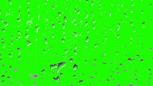 Rain Drops On Glass Window - 4K Green Screen