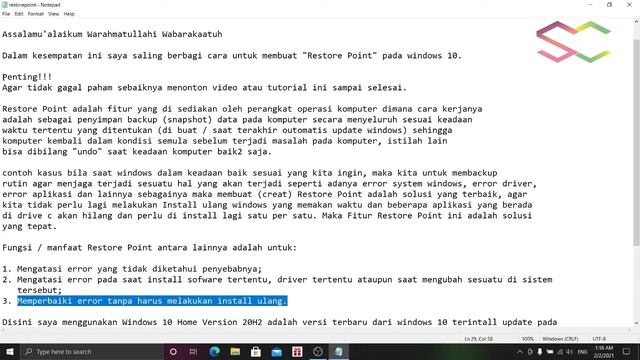 RESTORE POINT di Windows 10 Home Version 20H2 смотреть онлайн