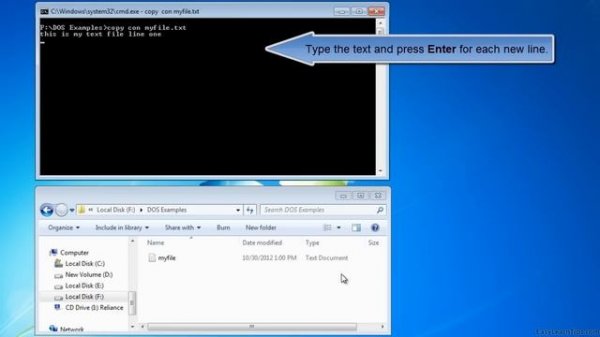 How to create a file with MS-DOS Copy Con Command