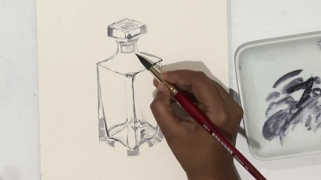 Paint A Transparent Glass Bottle ( Still Life ) In Watercolor | Real Time Tutorial | смотреть онлайн