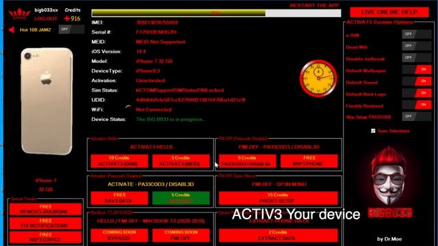 Passcode or Disable bypass with BiGB033 ALL1NONE TOOL смотреть онлайн